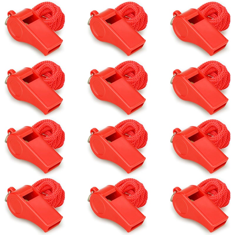 Hipat Red Emergency Whistles with Lanyard, Loud Crisp Sound Plastic Whistles Bulk Ideal for Outdoor Sportï¼ŒLifesavingï¼Œand Officials - Image 1